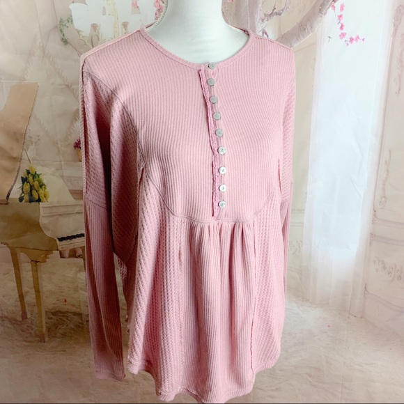 Free People Pink Leo Hensley Waffle Thermal - Picture 6 of 10